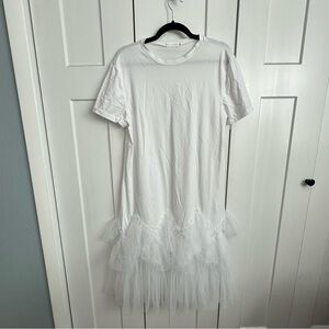 Ella Dress in White with Tulle Skirt -Large